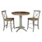 International Concepts Round 36 in Rd Extension Dining Table, 2 X-Back Counter Ht Stools, Hickory/Stone, 36 W, 48 L, Wood K41-36RXT-27B-S6132-2 - alternate 1